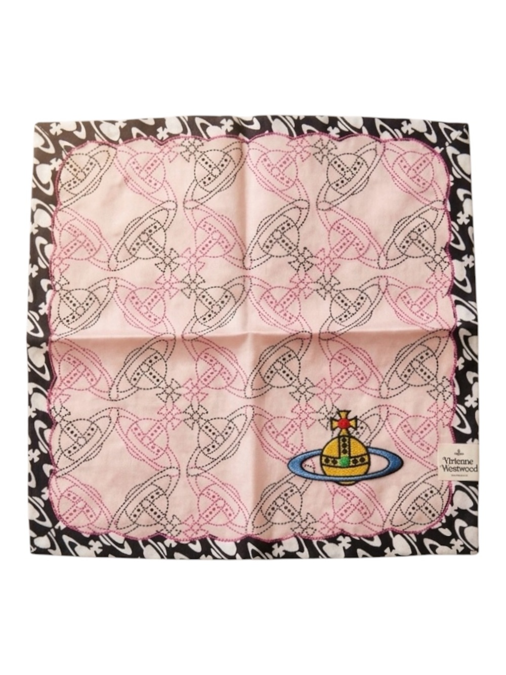 Vivienne Westwood Embroidered Orb Y2K Cotton Bandana Handkerchief Scarf - Picture 2 of 9